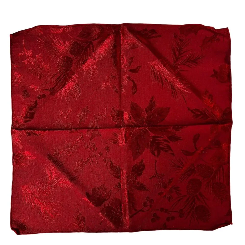 Lot of 8 Holiday Christmas Napkins Jacquard Print Holiday Ivory Red